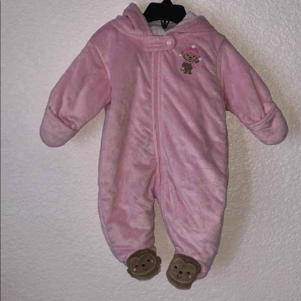 Baby Girl Winter Pram/Footie with hoodie